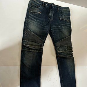 BALMAIN PARIS MENS BIKER JEANS SIZE 36, BLUE